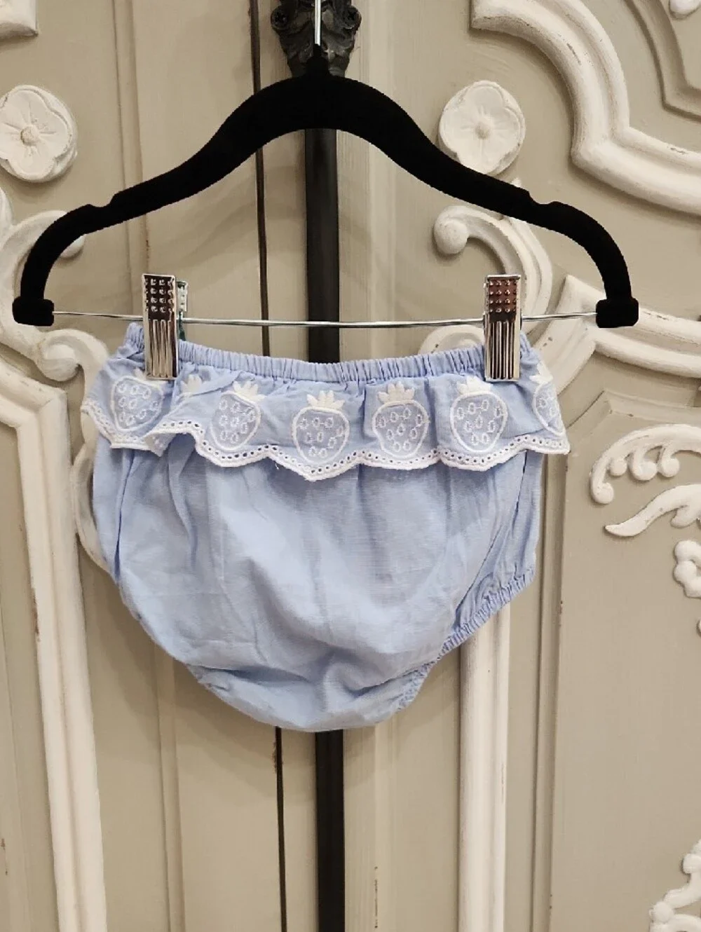 Seed Heritage Baby Light Blue Eyelet Ruffle Diaper Cover Size 1 / 12 - 18 Months